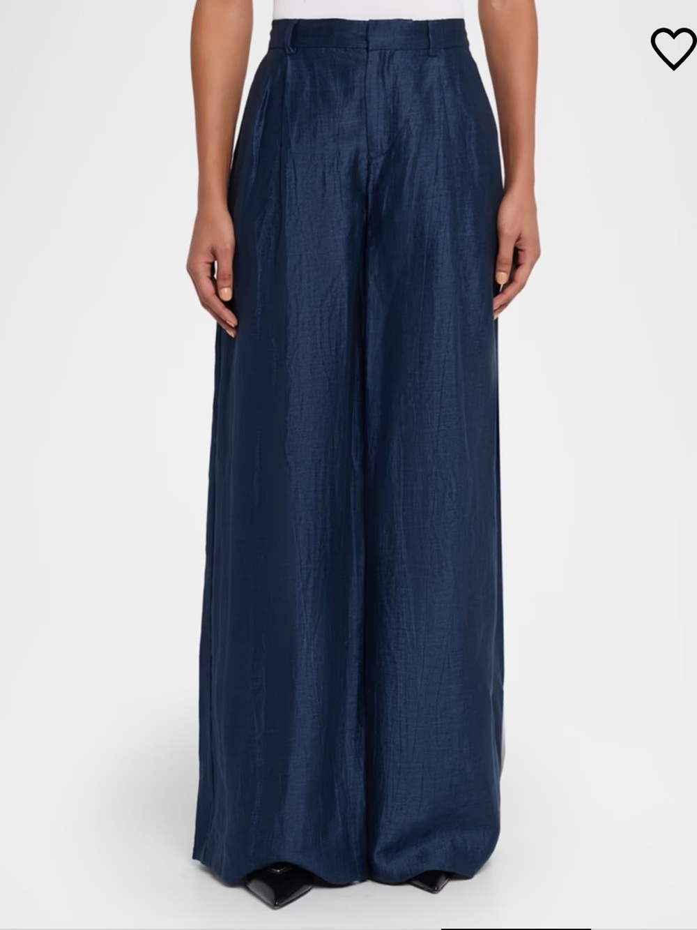 NWT L’AGENCE Allanah Crinkled Linen Wide-Leg Pants in Deep Sea Blue Sz 6 Luxury